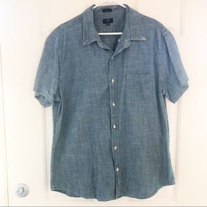 3/$15 J.Crew Chambray Short Sleeve Button Down Size XL Slim